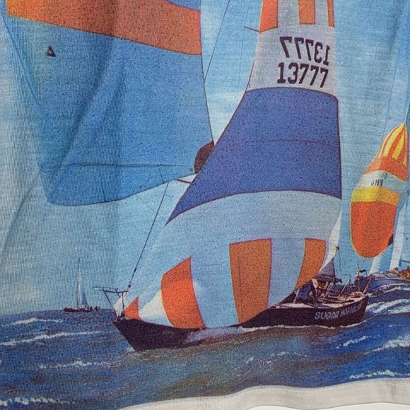 Vintage Blue and Orange Sailboat Graphic Tee photo print - Picture 3 of 6